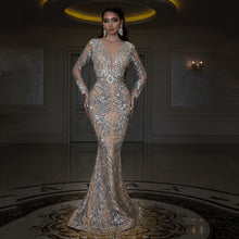 Load image into Gallery viewer, Women Clothing Dress Bronzing Long Sleeve Slim Sexy Fishtail Mopping Evening Dress