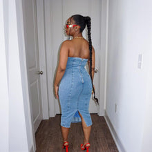 Load image into Gallery viewer, Women Clothing Sexy Slim Fit Stitching Tube Top Denim Dress for Women