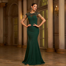 Load image into Gallery viewer, Women Clothing Advanced Sleeveless round Neck Sequ Slim Sheath Cocktail Fishtail Evening Dress