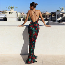 Load image into Gallery viewer, Spring Summer Sexy Dress Strap Backless Deep V Plunge Printed Sexy Slim Dress
