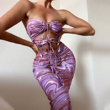 Load image into Gallery viewer, Summer Popular Women Clothing Halter Backless Lace Printing Dress Delivery