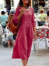 Load image into Gallery viewer, Women Clothing Autumn Winter Loose Half Length Sleeve Dress