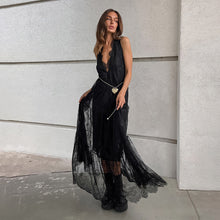 Load image into Gallery viewer, Sexy Black Brocade Lace Dress All Matching Sexy V-neck Loose Backless Women Dress