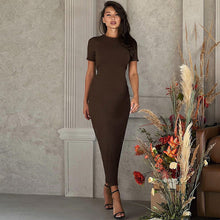 Load image into Gallery viewer, Women Clothing Winter round Neck Slim Back Lace up Long Sleeve Dress