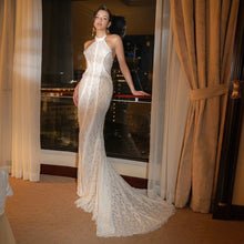 Load image into Gallery viewer, Chinese Retro Morning Gowns Bridal Wedding Toast Dress White Dress Cheongsam Slim Fit Evening Dress