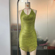 Load image into Gallery viewer, Women Sexy Halter Sling Tassel Lace up Backless Hollow Out Cutout out Party Sheath Dress