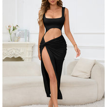 Load image into Gallery viewer, Women Clothing Maxi Dress Suspender Solid Color Hollow Out Cutout Out Cropped Sexy Dress