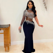 Load image into Gallery viewer, Sexy Rhinestone Mesh Slim Fit Dress Nightclub