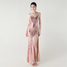 Load image into Gallery viewer, Bead Tube Craft Boning Corset Lace Waist Controlled Sequined Slim Slimming Cocktail Evening Dress