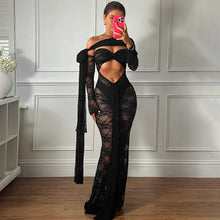 Load image into Gallery viewer, Summer Women Clothing Sexy Bandeau Matching Long Sleeve Lace Dress