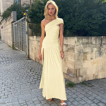 Load image into Gallery viewer, French Women Autumn Sexy Split Shoulder Tube Top Pleated Dress