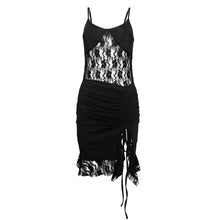 Load image into Gallery viewer, Sexy Strap Lace Stitching Hollow Out Cutout Slim Irregular Asymmetric Dress Short Dress