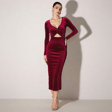 Load image into Gallery viewer, Elegant Sexy Deep V Plunge neck Top Hollow Out Cutout out Slim Fit Slimming Party Hip Dress