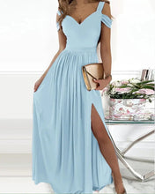 Load image into Gallery viewer, Women Clothing Maxi Dress Printed V neck Elegance Sleeveless Sexy Slit Dress