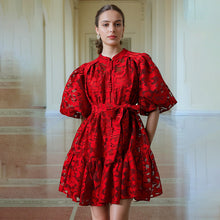 Load image into Gallery viewer, Spring Single Breasted Printed Lace up T shirt Shory Dress Women