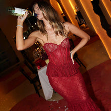 Load image into Gallery viewer, Autumn Winter Lace See through Tube Top Fishtail Dress Sexy Tight Sexy Night Club Long Dress