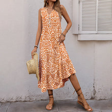 Load image into Gallery viewer, Summer Mid Length Sleeveless V neck Abstract Pattern Printing Dress