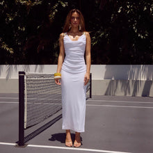 Load image into Gallery viewer, Fashionable All Match Sling Swing Collar Pleating Sheath High Waist Slit Sleeveless Maxi Dress