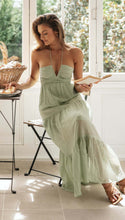 Load image into Gallery viewer, Women V neck Brace Maxi Dress Elegant Shoulder Baring Sleeveless Sling