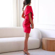 Load image into Gallery viewer, Ruffled One Shoulder Solid Color Sexy Dress Cocktail Evening Dress Women