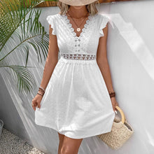 Load image into Gallery viewer, Summer Knitted Jacquard Hollow Out Cutout Stretch Dress Lace Dress