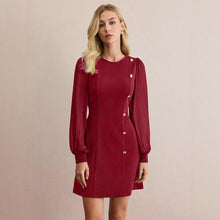 Load image into Gallery viewer, Early Spring Women Slim Fit Slimming Solid Color Clinch Stitching Long Sleeve Dress