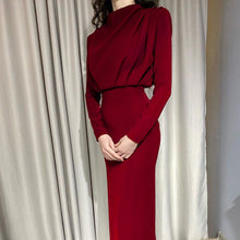 Load image into Gallery viewer, Autumn Waist-Controlled Western Solid Color Long Sleeve Dress
