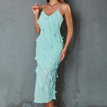 Load image into Gallery viewer, Summer Women Sexy Dress Semi Transparent Stitching Sleeveless Backless Halter Dress