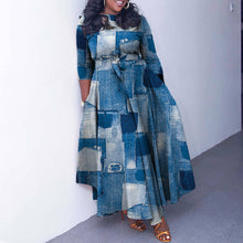 Load image into Gallery viewer, Women Clothing Spring Elegant Graceful Printed Lace up Large Dress
