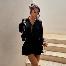 Load image into Gallery viewer, Women Dress Ruffled Long Sleeve Sexy Cutout Slim Fit