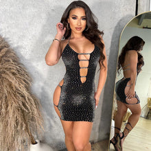 Load image into Gallery viewer, Summer Women Clothing Sexy Hollow Out Cutout Rhinestone Strap Dress for Women