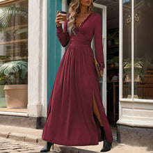 Load image into Gallery viewer, Fall Women Clothing Solid Color Split Slim Fit Dress