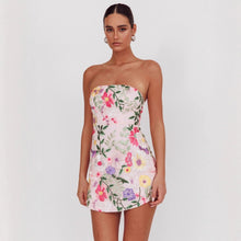 Load image into Gallery viewer, Women Slim Fit Bandeau Sling Short Niche Floral Dress