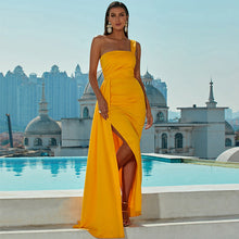 Load image into Gallery viewer, Summer Dress Women Sexy One Shoulder off Neck Ball Party Split Evening Dress