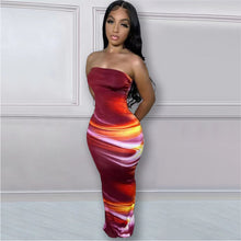 Load image into Gallery viewer, Women Clothing Summer Sexy Off The Shoulder Tube Top Positioning Floral Print Slit Dress