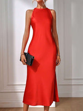 Load image into Gallery viewer, Satin Dress Women Clothing Spring Summer Sleeveless Split Satin Imitation Silk Maxi Dress