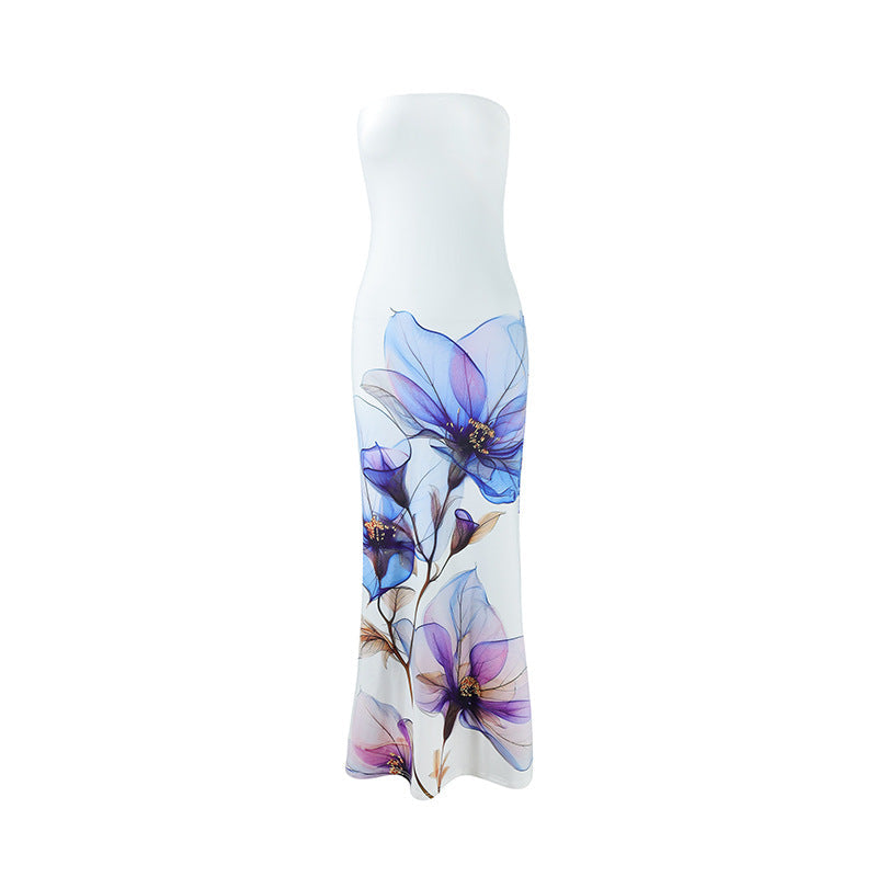 Summer High Class Elegant Sexy Bandeau Slim Fit Long Holiday Dress