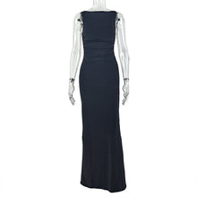 Load image into Gallery viewer, Solid Color Women Clothing Fitted Waist Backless Slimming Hip Dress High Collar Sleeveless Dinner Maxi Dress
