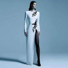 Load image into Gallery viewer, Dress Embroidered Beads Beaded Floral Long Sleeve Split Maxi Dress