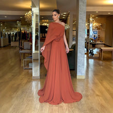Load image into Gallery viewer, Spring Autumn Oblique Shoulder Chiffon Party Dress Loose Big Hem Women Dress