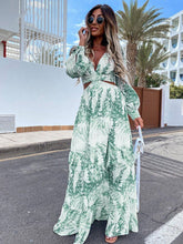 Load image into Gallery viewer, Women Wear Spring Long Printed V neck Long Sleeve Elegant Dress