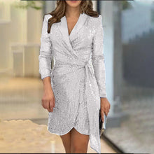 Load image into Gallery viewer, Women Ladies Sexy Shiny Crystal Cinched Short Dress