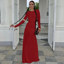 Load image into Gallery viewer, Best Seller in Women Clothing Summer Slim Fit Pleated round Neck Long Sleeved Dress Women