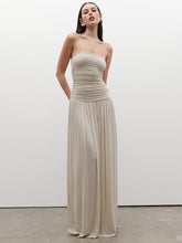 Load image into Gallery viewer, Women Clothing Solid Color Sleeveless Backless Slim Fit Pleated Tube Top Maxi Dress