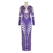 Load image into Gallery viewer, Women Clothing Sexy Ripped Skinny Sheath Dress Rhinestone Printed Dress