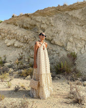 Load image into Gallery viewer, Halter Three Dimensional Floral Mop Tiered Dress