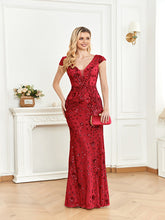 Load image into Gallery viewer, Sequined Champagne Evening Dress Women Cocktail Sexy Slim Fit Fishtail Long Toast Dress