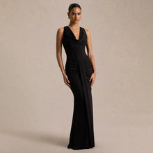 Load image into Gallery viewer, Women Clothing Sexy V neck Slim Fit Pleated Design High Sense Elegant Evening Dress