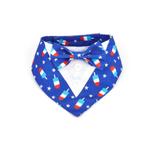 Load image into Gallery viewer, Patriotic Popsicle Dog Tuxedo Bandana Collar – 4th of July Bow Tie Pet Bib Scarf USA
