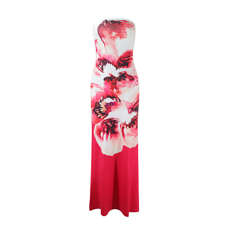 Summer High Class Elegant Sexy Bandeau Slim Fit Long Holiday Dress